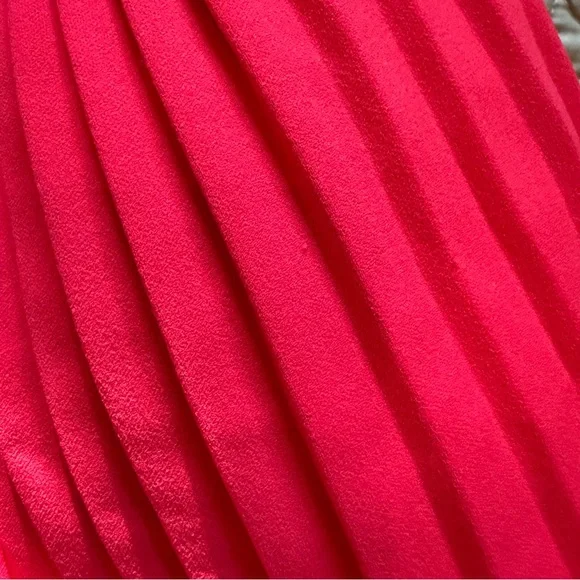 NWT Calvin Klein Hot Pink Pleated Puff Sleeve Dress Size 2 - Picture 5 of 15